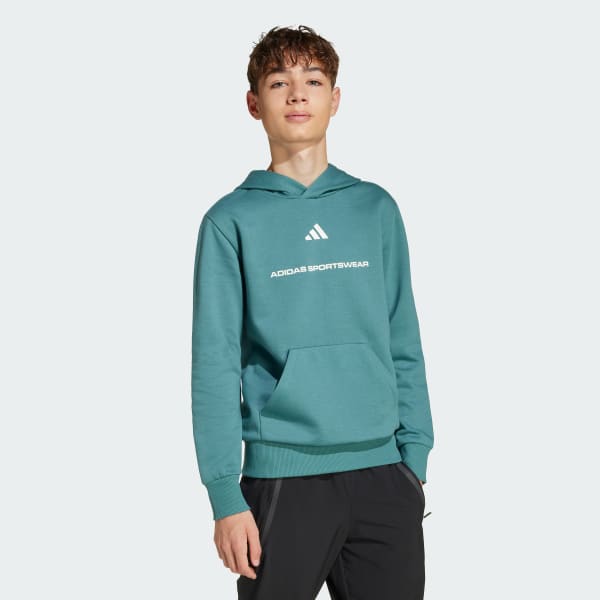 Gron adidas Slogan Fleece hættetrøje