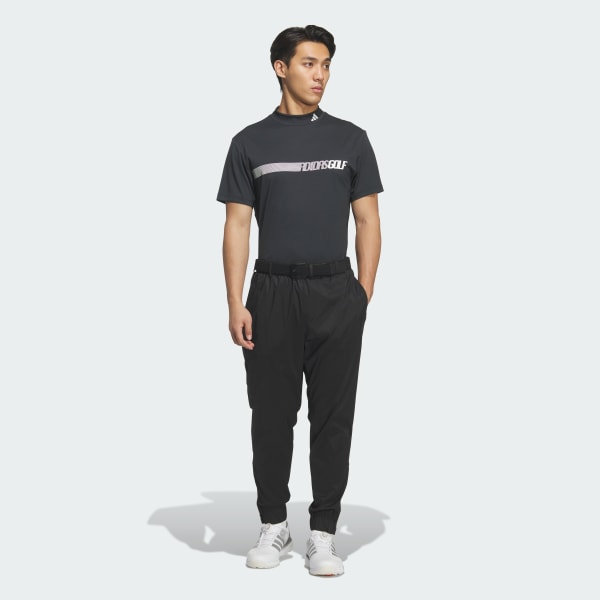 Black MOCK NECK SHORT SLEEVE POLO Shirt