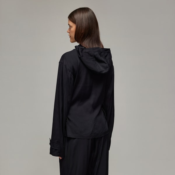 สีดำ เสื้อมีฮู้ดผ้าเรยอนทวิล Y-3