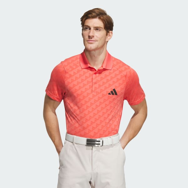 Adidas red golf shirt store