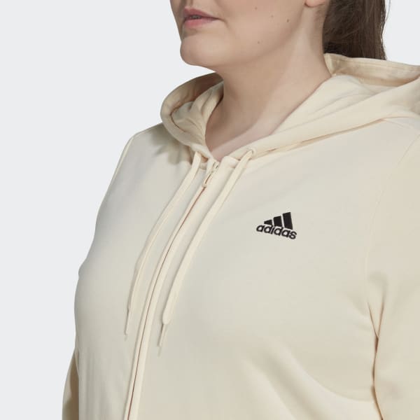 Beige Essentials Logo Full-Zip Hoodie (Plus Size) 28802