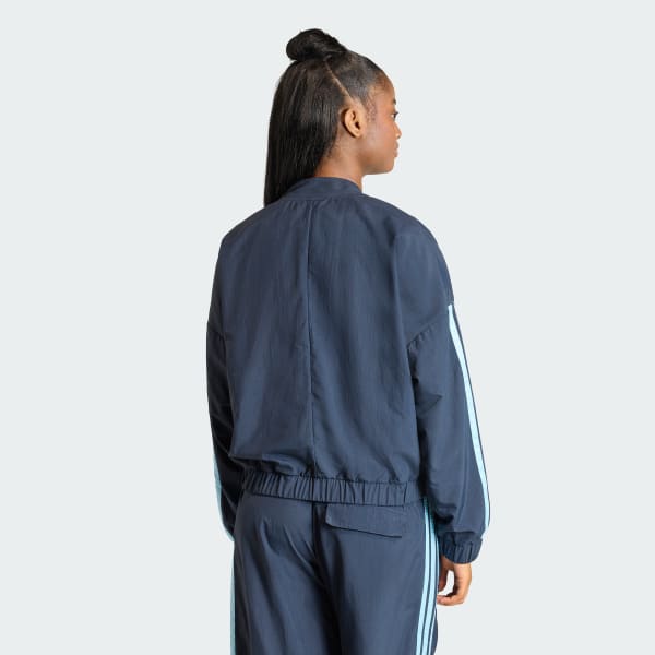 Azul Jaqueta Corta-vento de Malha Essentials Três Listras