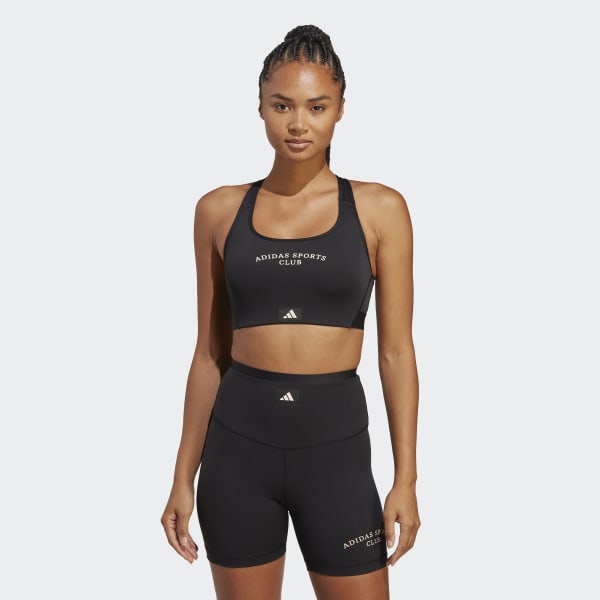 adidas Sports Club Medium-Support Bra - Black | Women's Training ...