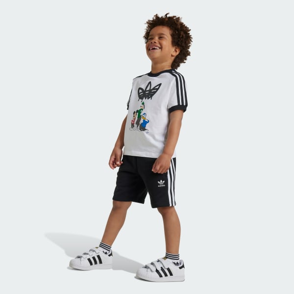 White adidas x Disney Mickey Mouse Shorts Tee Set Kids