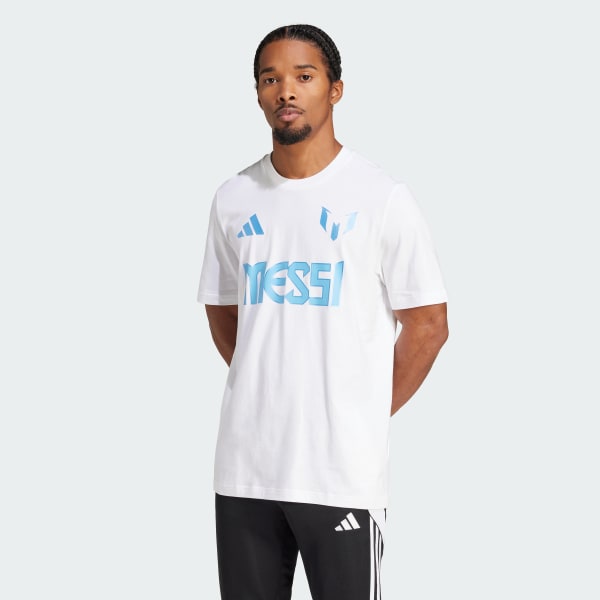 Blanc T-shirt graphisme Nom et numéro de Messi
