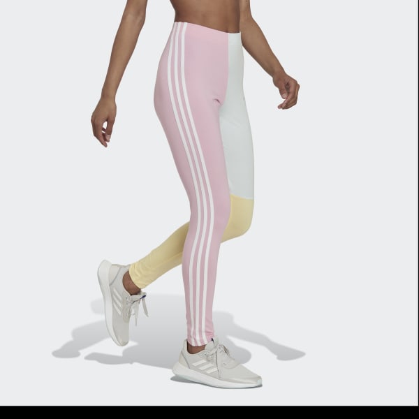 Pink Essentials 3-Stripes Colorblock Cotton leggings U4713