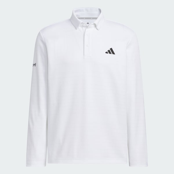 ほぼ新品.未使用品　adidasゴルフ　ホワイト ポロシャツ Mサイズ アディダス 【ゴルフ】モノグラム長袖ポロシャツ - ホワイト