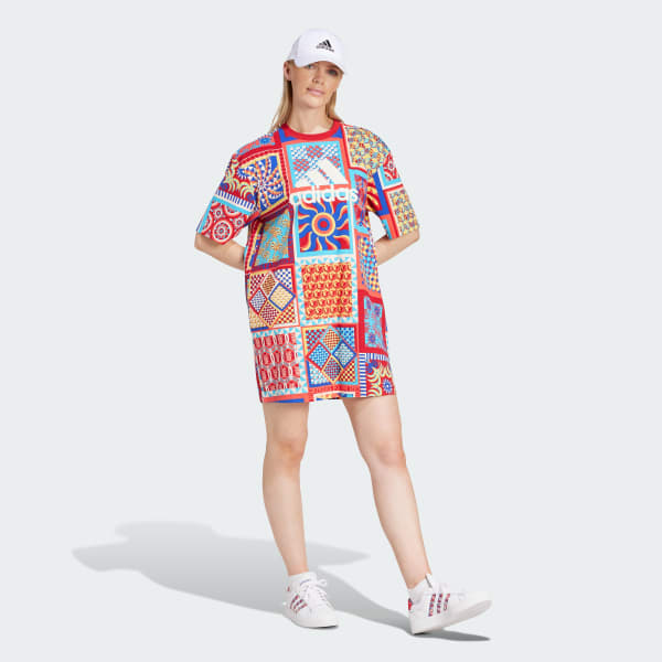 adidas x FARM Rio Slim Jurk Blauw adidas Offici le Shop