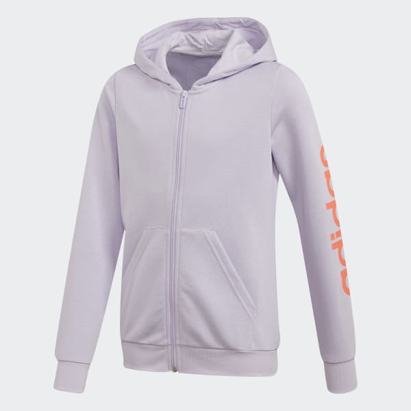 Adidas linear fleece hoodie pink on sale