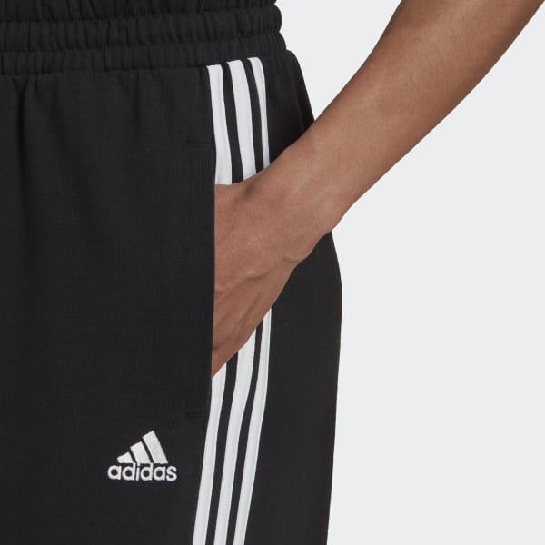 Preto Calça Essentials Wide Leg 3-Stripes TR195