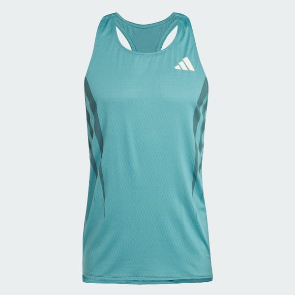 日本未発売 ADIZERO RUNNING SINGLET ADIDAS Adidas Adizero Men's Singlet - Red, 86% Recycled Polyester for