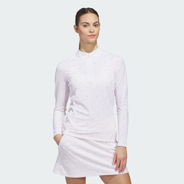 White ULTIMATE365 PRINTED QUARTER-ZIP MOCK Polo Shirt