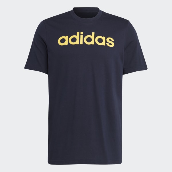 Blue Essentials Single Jersey Linear Embroidered Logo Tee