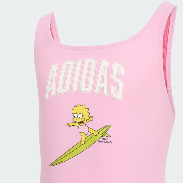 Rosado Traje de natación adidas The Simpsons con espalda en V para niños