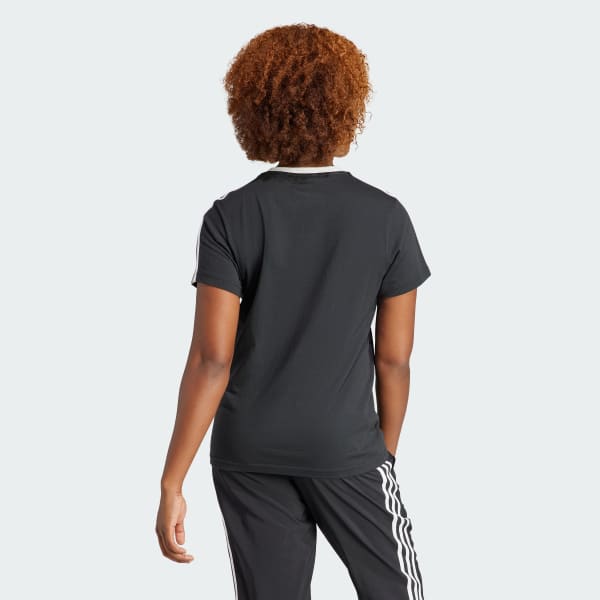 Schwarz Essentials 3-Streifen T-Shirt