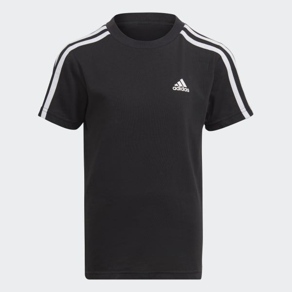 Preto Camiseta Algodão Essentials 3-Stripes