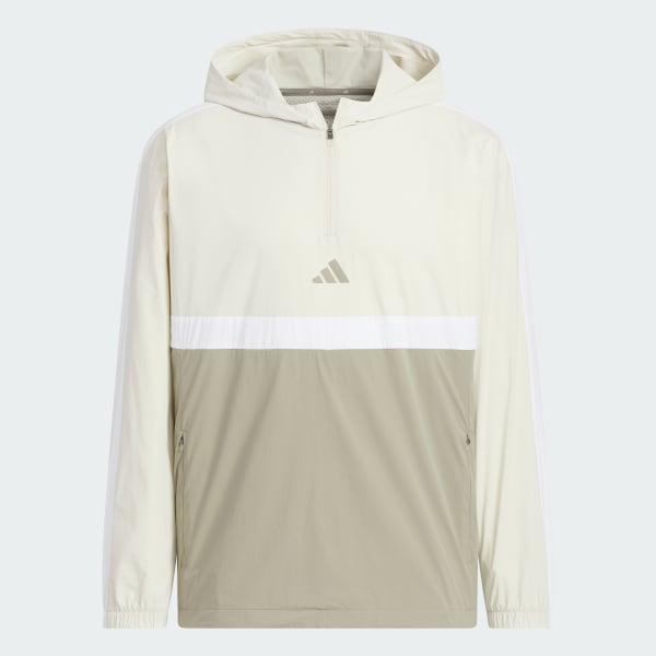 ベージュ 【ゴルフ】クオータージップ　フード　プルオーバー 長袖