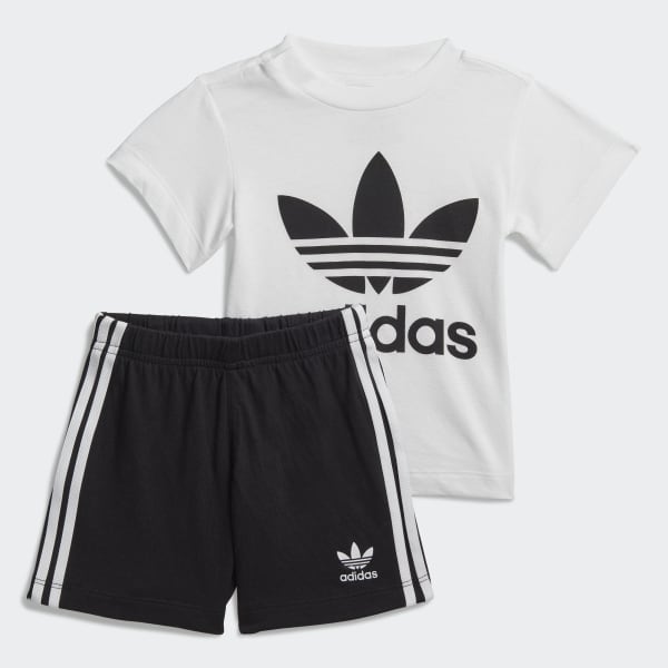 Weiss Trefoil Shorts und T-Shirt Set