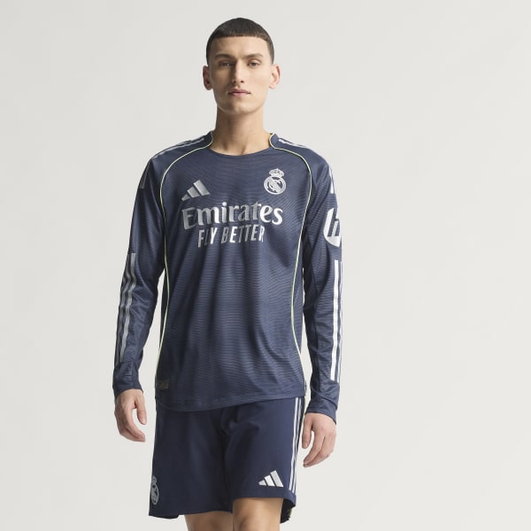 adidas Real Madrid 25/26 Long Sleeve Away Authentic Jersey - Blue