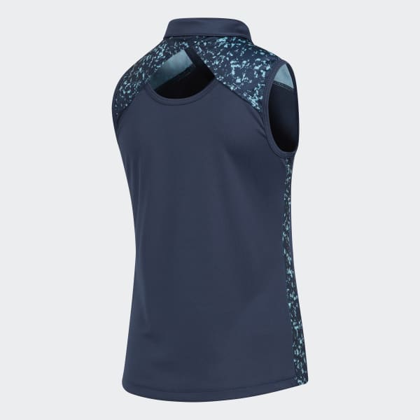 Blue Girls' Printed Racerback Sleeveless Polo Shirt 22301
