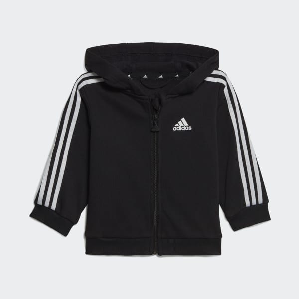 Black Essentials Full-Zip Hooded Jogger Set