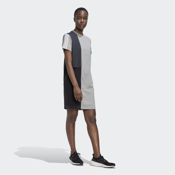 Gris Vestido Essentials Colorblock Boyfriend Tee 3 Franjas