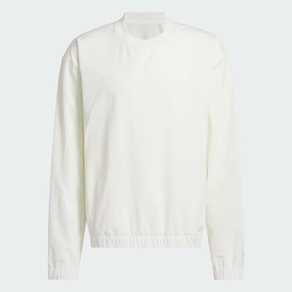 adidas Woven Pullover Crew Sweatshirt - White | Free Shipping with