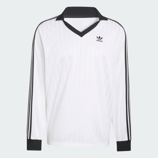 ホワイト アディカラー ピケ サッカー長袖Tシャツ