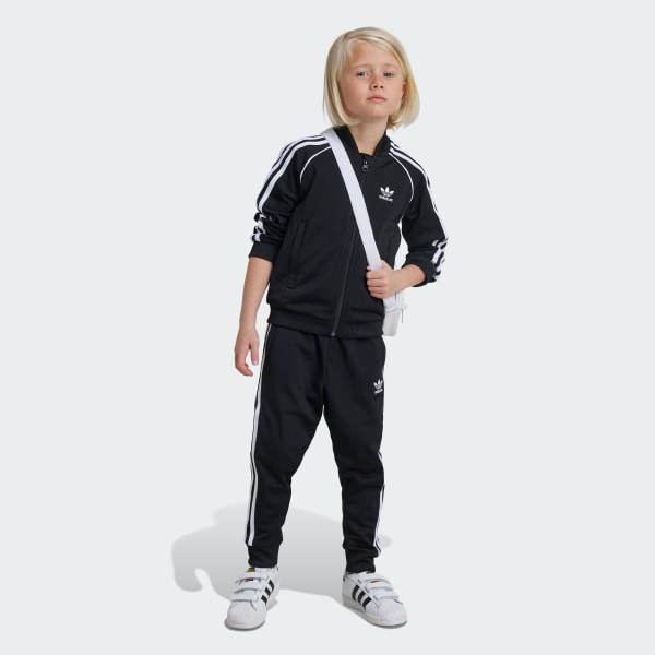 Adidas Little Kids Originals Adicolor Superstar Track Suit in Black Black Size 2X Small Polyester