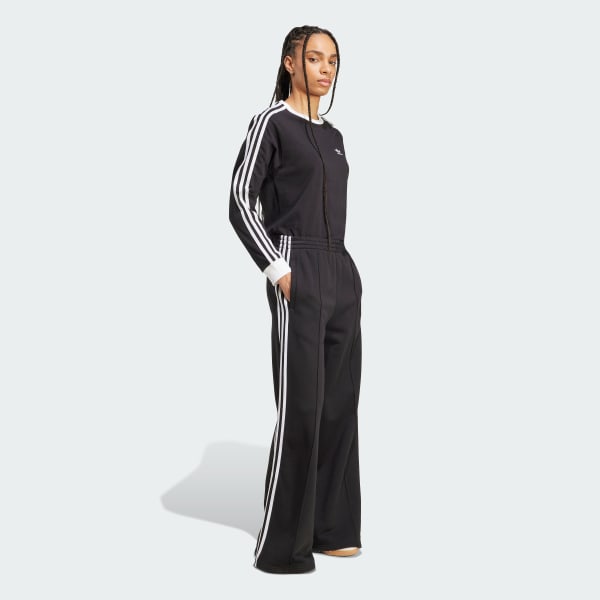Negro Pants anchos de 3 Franjas Adicolor