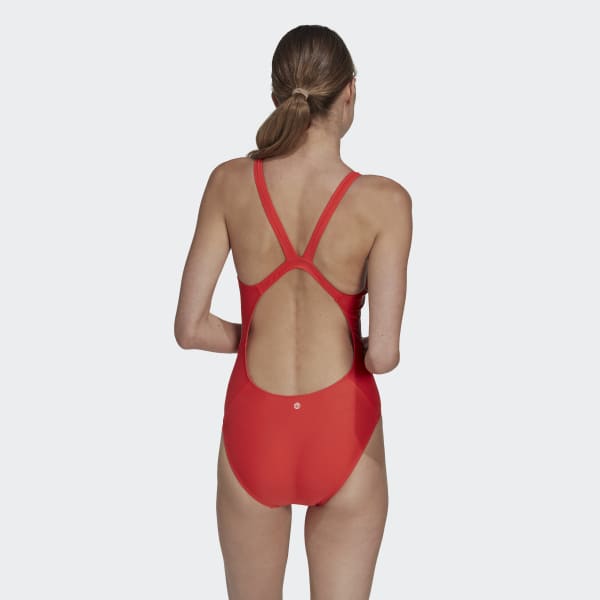 Red Mid 3-Stripes Swimsuit