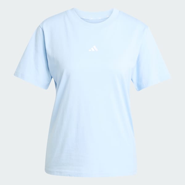 adidas Essentials Small Logo Cotton Tee - Blue | Free