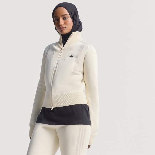 Blanc Haut de survêtement en tricot