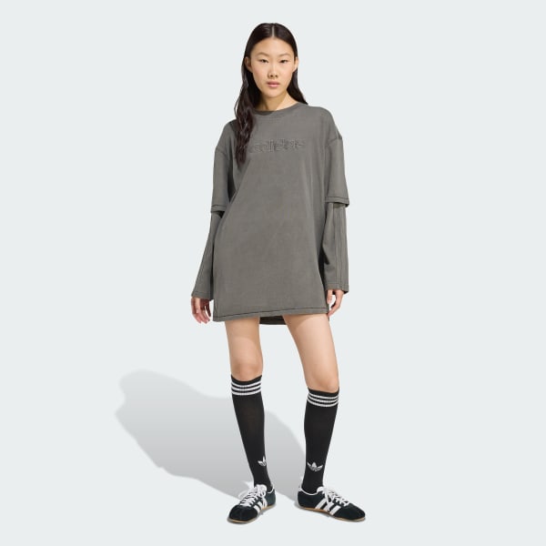 Μαύρο Layered Long-Sleeve Tee Dress