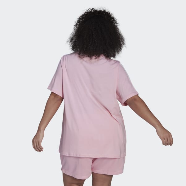 Roze Essentials Slim 3-Stripes T-shirt (Grote Maat) ZR994