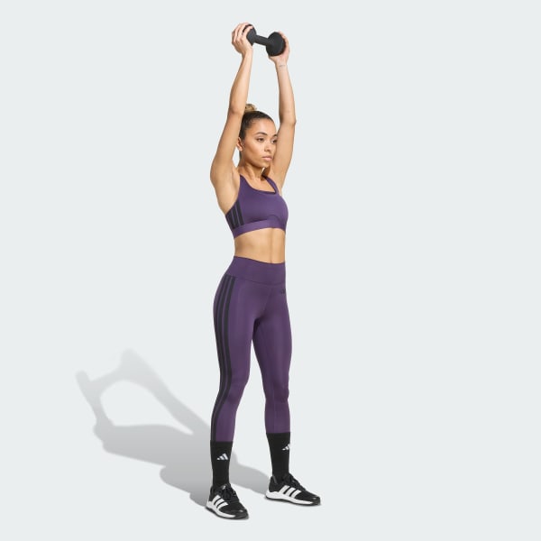 Purple Powerreact Train Medium-Support 3-Stripes Bra