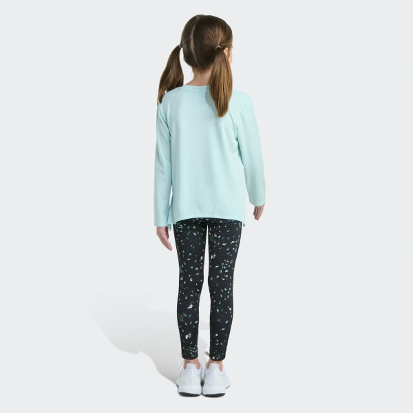 Turquoise 2-Piece Long Sleeve Tee & Printed Legging Set

