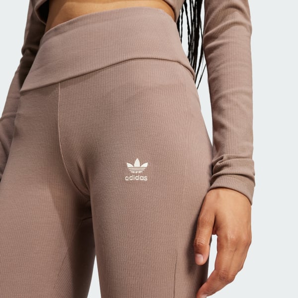 Workout Leggings Adidas Tights GrÃ¼n Adidas Essentials Rib Flared