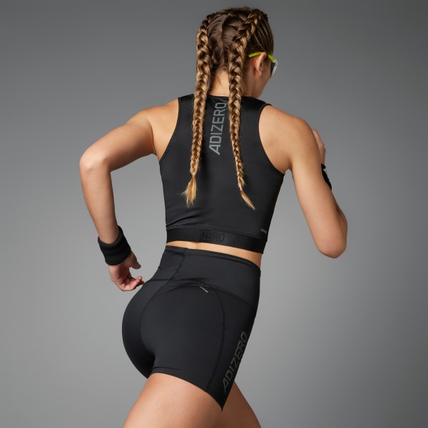 adidas Adizero Running Crop Tank Top - Black, Women's Running