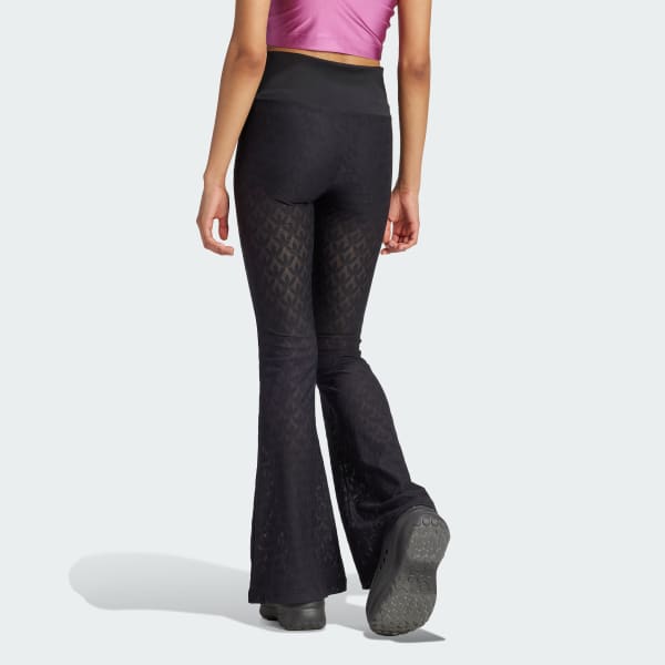Negro Pantalón Fashion Monogram Encaje Acampanados