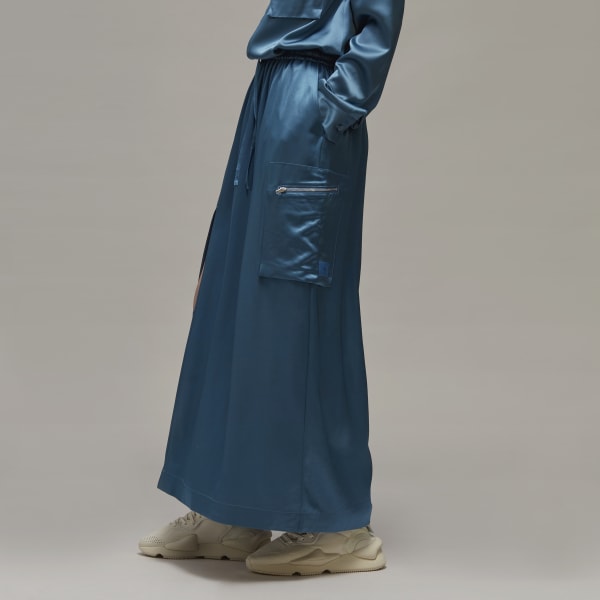 Blu Y-3 Tech Silk Skirt