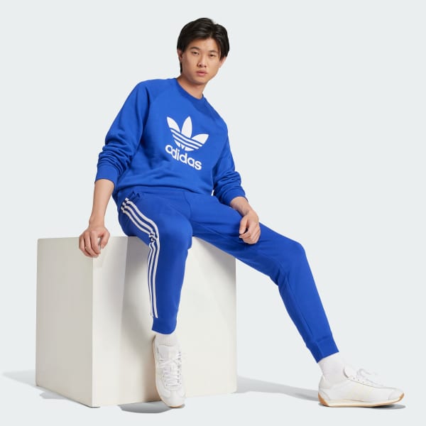 Bleu Sweat-shirt ras-du-cou à logo Trèfle Adicolor Classics