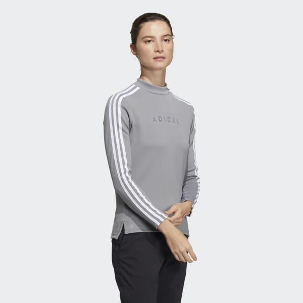 Grey AEROREADY 3-Stripes Mock Neck Long Sleeve Shirt