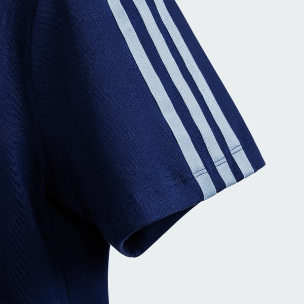 Blue Loose Crop Polo Shirt