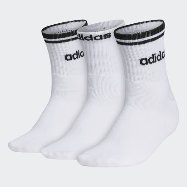 adidas Sport Stripe High Quarter Socks 3 Pairs - White | Free Shipping ...