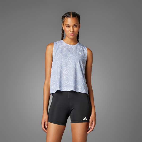 Abu-abu Tank Top Own the Run CLIMACOOL 3-Stripes