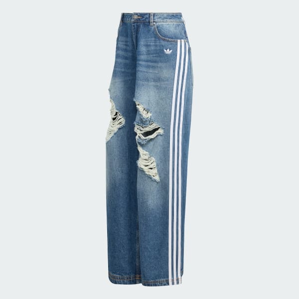 Azul Calça adidas ORIGINALS LOOSE JEANS DISTRESSED