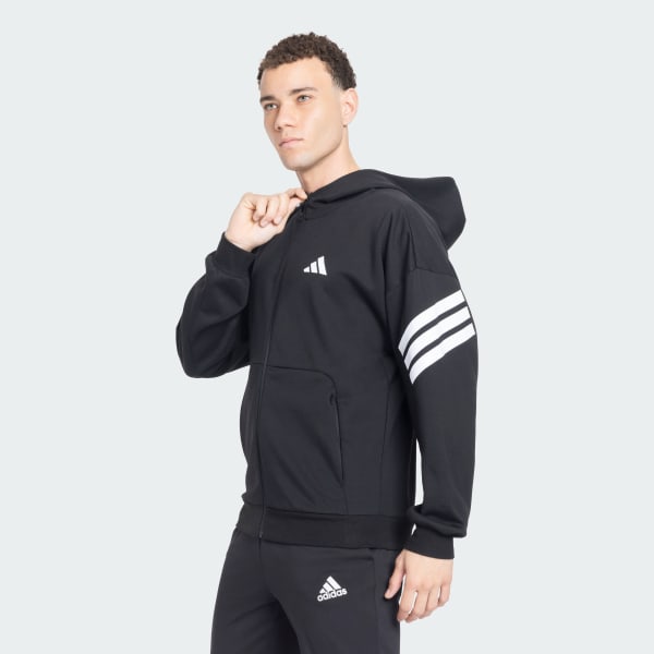 adidas Future Icons 3 Stripes Full Zip Hoodie - Black