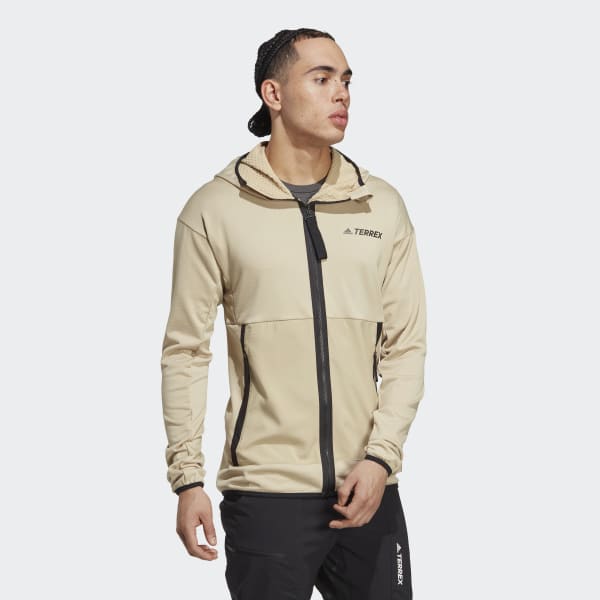 adidas TERREX Tech Fleece Light Hooded Hiking Jacket - Beige | Men's Hiking  | adidas US