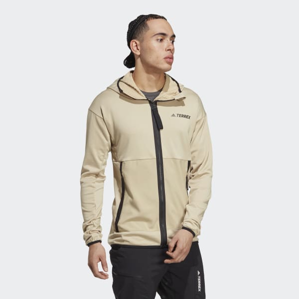 Beige Terrex Tech Flooce Light Hooded Hiking Jacket